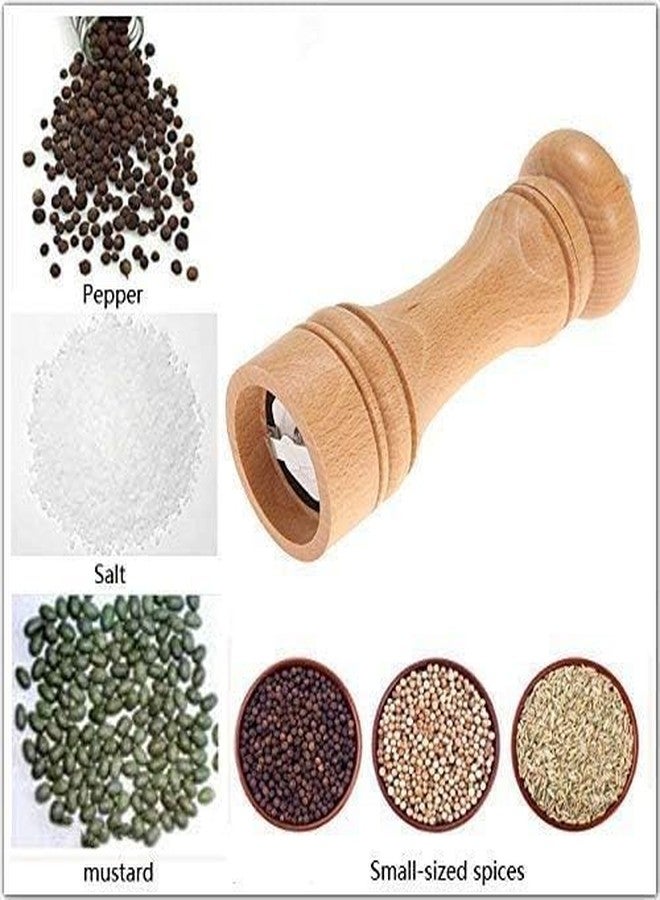 Yancorp Salt and Pepper Grinder, 15 cm Tall, Wooden Body with Lid, Adjustable Coarseness Manual Spice Mill (Wooden) - Image 2